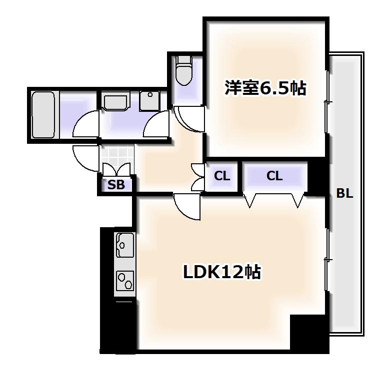 CITY SPIRE難波プレミア(1LDK/3階)の間取り写真