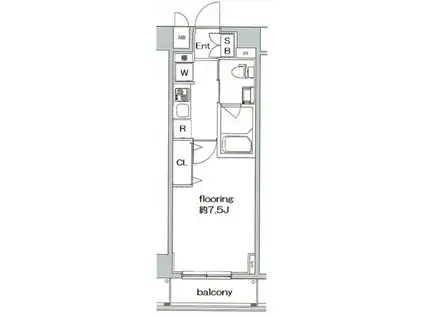 グランヴァン亀戸III(1K/4階)の間取り写真