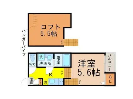 グリーンハイム吹上(1K/2階)の間取り写真