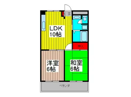 みなもとマンションII(2LDK/2階)の間取り写真