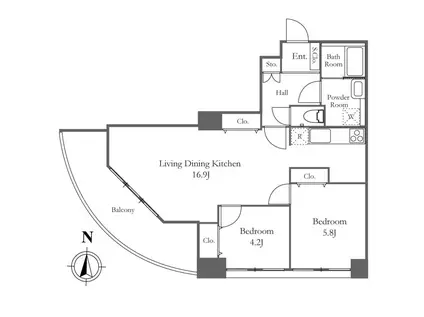 リバーシティ21 イーストタワーズII(2LDK/39階)の間取り写真