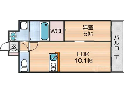 グランパシフィック花園イノベーション(1LDK/9階)の間取り写真