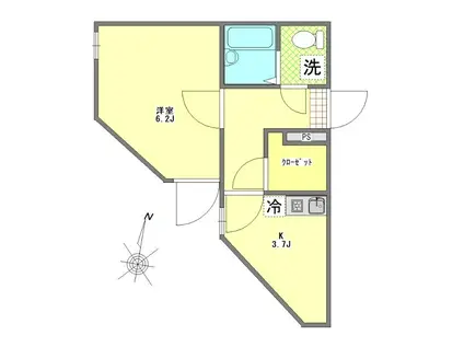 フォレストテラス扇大橋(1K/1階)の間取り写真