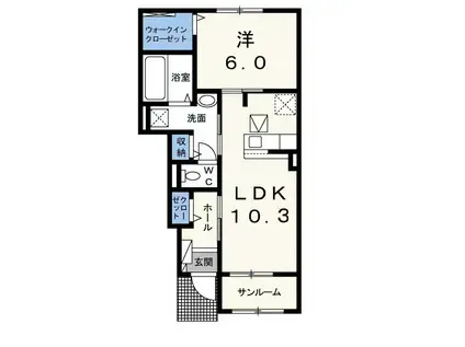 エスペランサ(1LDK/1階)の間取り写真