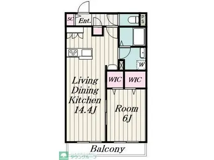 WISTERIA あざみ野(1LDK/1階)の間取り写真