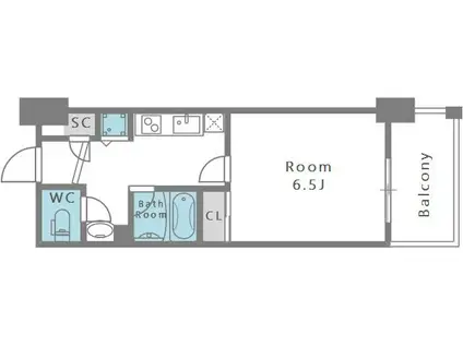 アスヴェル阿波座BLUE EARTH(1K/9階)の間取り写真