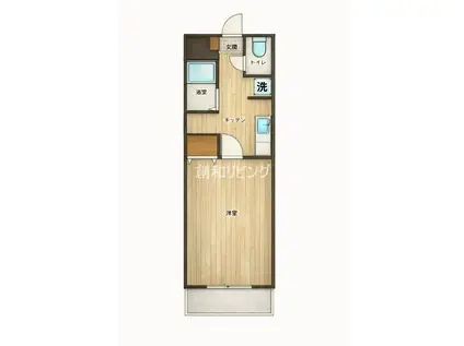 サンロイヤルI(1K/4階)の間取り写真