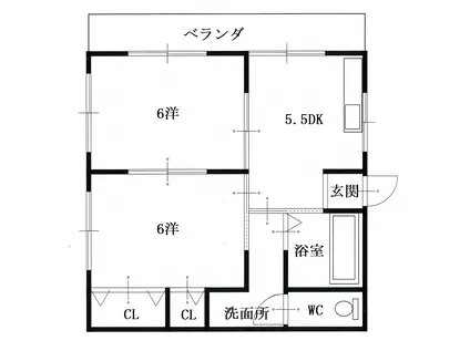 ウイングハイツ 202(2DK/2階)の間取り写真