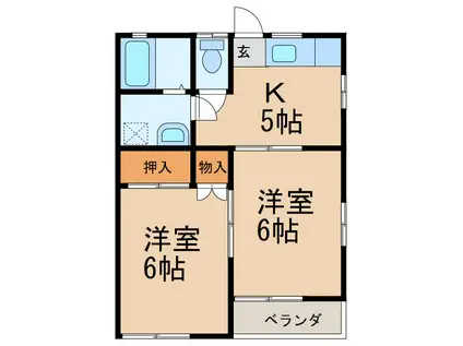 サンハイツ(2K/1階)の間取り写真