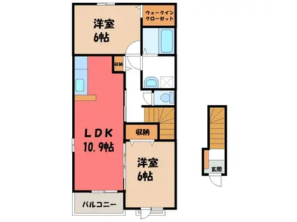 フローラB(2LDK/2階)の間取り写真