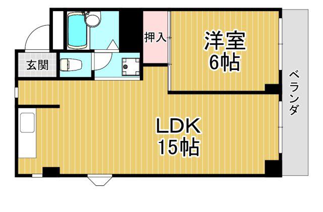 YMKマンション(1LDK/4階)の間取り写真