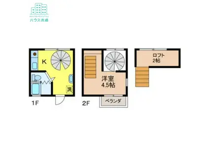 イルミナ弁天(1K/1階)の間取り写真