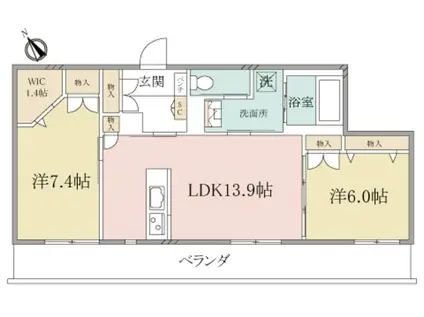 ヘーベルヴィレッジ西船橋駅前パティオメープル(2LDK/6階)の間取り写真