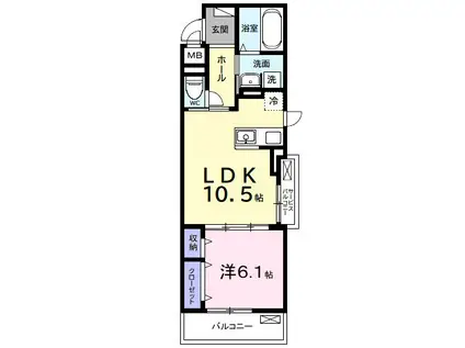 ルポン ボヌール(1LDK/2階)の間取り写真