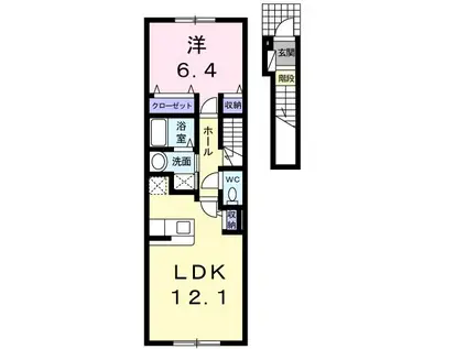 ミニョン(1LDK/2階)の間取り写真