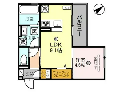 サニーグリーン(1LDK/2階)の間取り写真