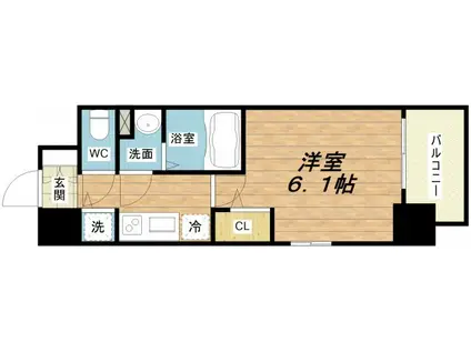 エスリードレジデンス大阪福島イースト(1K/3階)の間取り写真