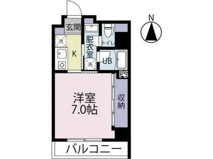 シャムロック城山(1K/4階)の間取り写真