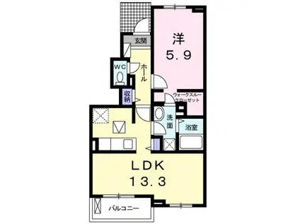 プアメリア(1LDK/1階)の間取り写真