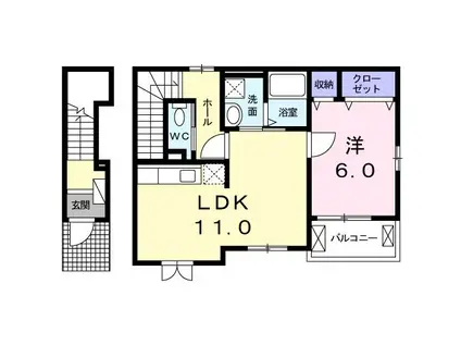 ジラソーレミヤ(1LDK/2階)の間取り写真