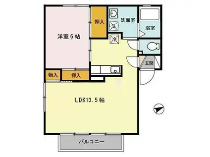 ドリームさくら(1LDK/1階)の間取り写真