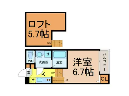 デザイナーズコーポ名北(1K/1階)の間取り写真