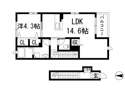 ココルアーナK1(1LDK/2階)の間取り写真