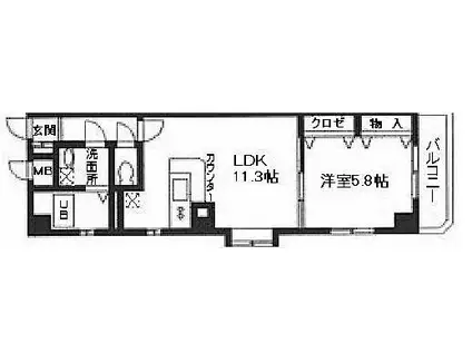 グレイズサイド(1LDK/5階)の間取り写真