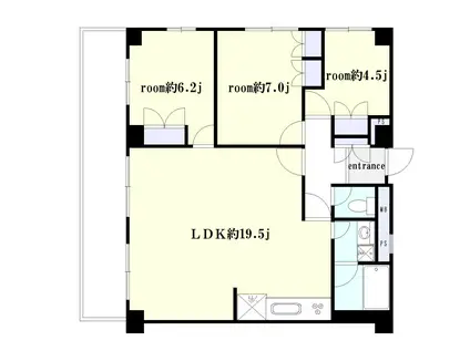 滝ノ沢ハウス(3LDK/5階)の間取り写真