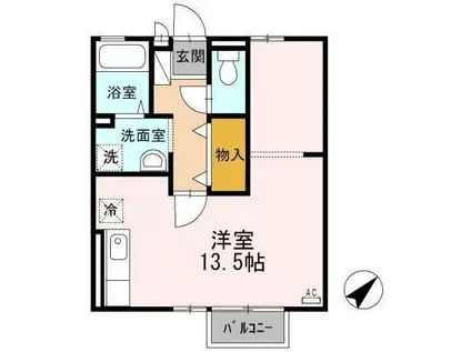 セジュールナガイII(ワンルーム/2階)の間取り写真