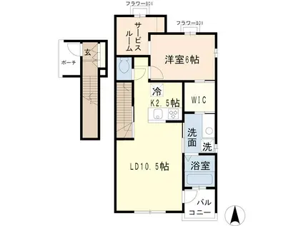 AZUR MAISON(1SLDK/2階)の間取り写真