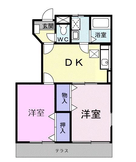 ポプラーレ(2DK/1階)の間取り写真