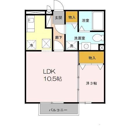 リバーハイツA棟(1LDK/1階)の間取り写真
