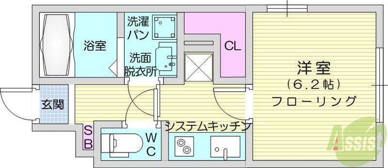アンジェリーク新寺(1K/4階)の間取り写真