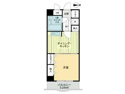 ライオンズプラザ日暮里(1DK/3階)の間取り写真