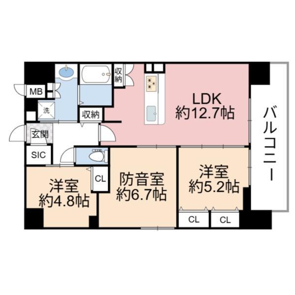 S-RESIDENCE天満橋AR(3LDK/14階)の間取り写真