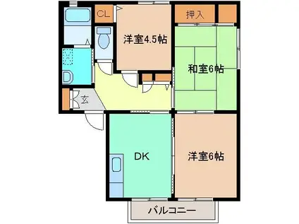 セゾンフローラ A棟(3DK/2階)の間取り写真