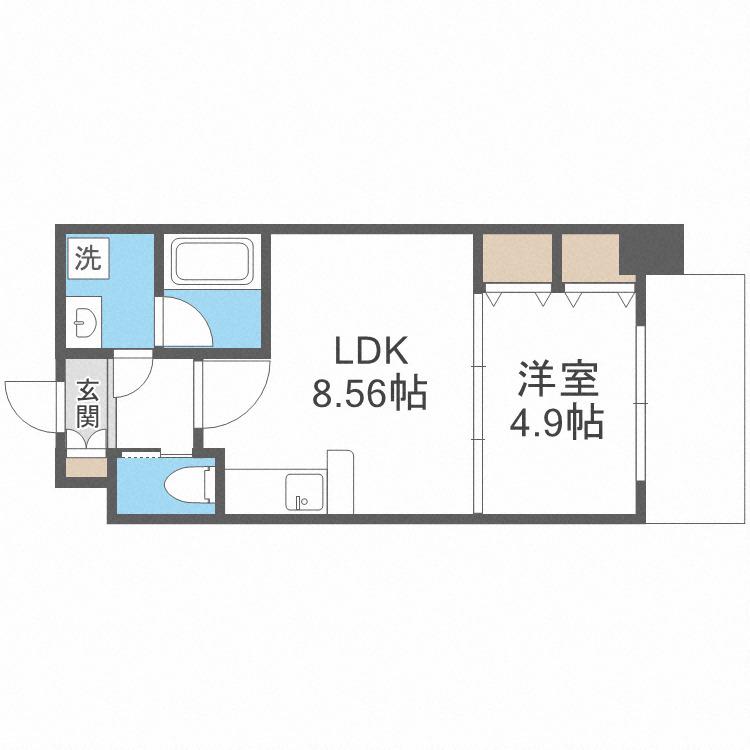 プレジオ中津(1LDK/2階)の間取り写真