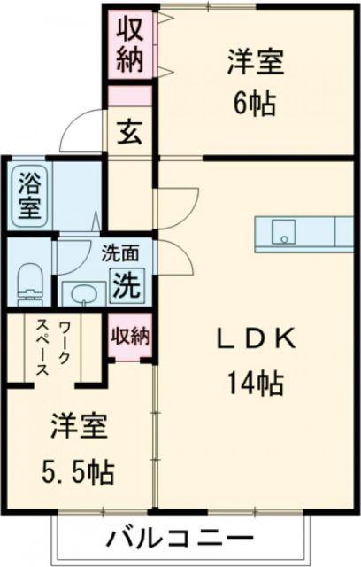 アスール三佐(2LDK/2階)の間取り写真