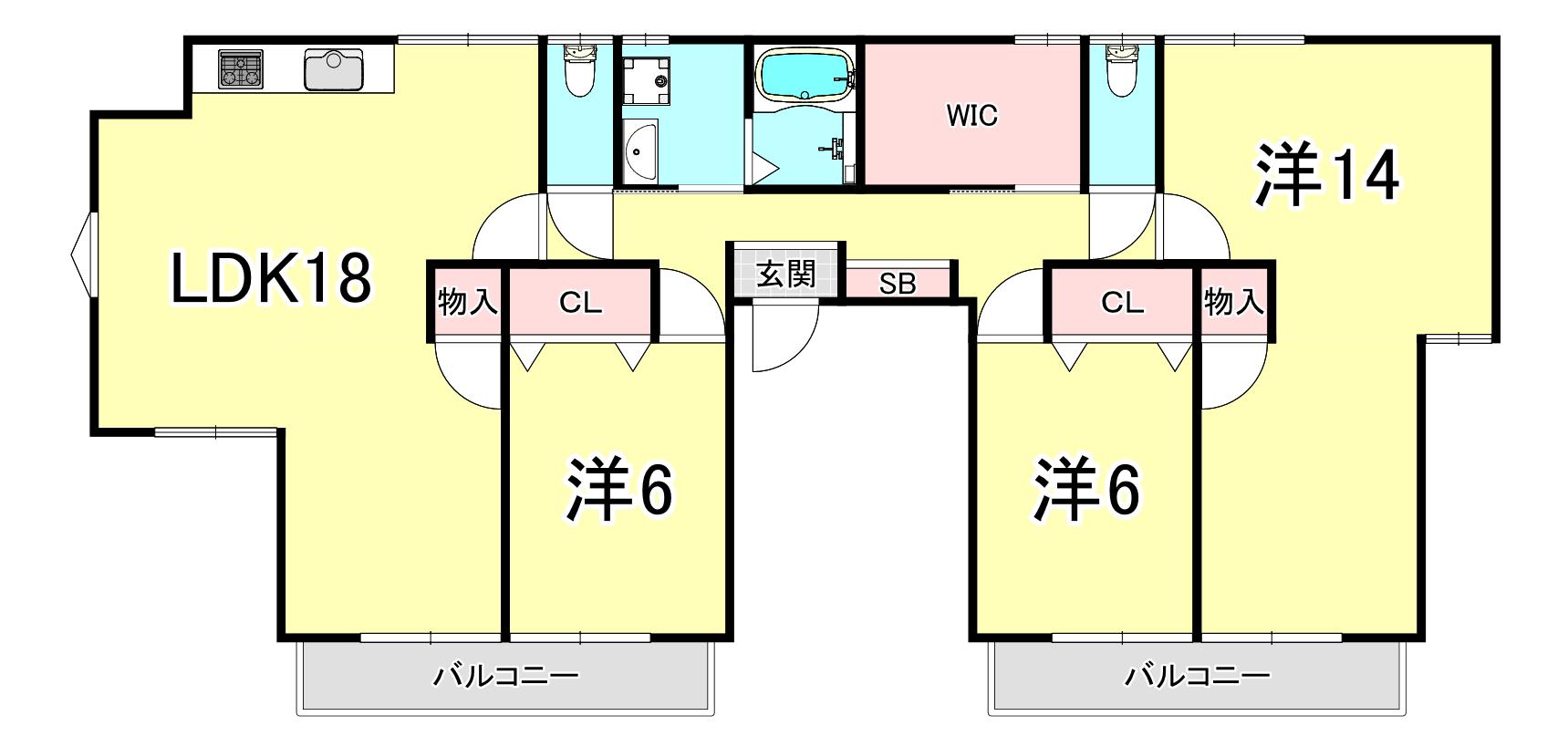 セラ西舞子VI(2LDK/2階)の間取り写真
