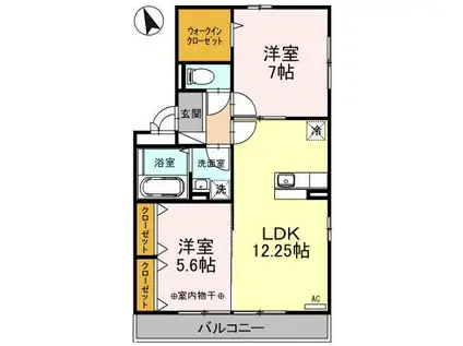 アズーリセブン(2LDK/3階)の間取り写真