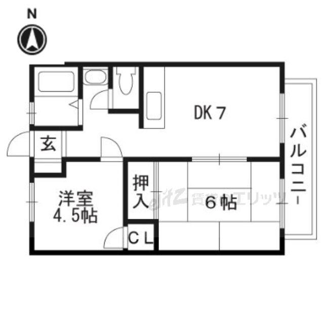 サンシティ西田(2DK/1階)の間取り写真