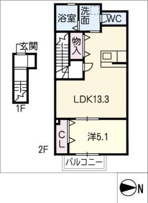SAKYO6(1LDK/2階)の間取り写真