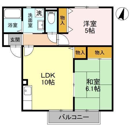 パナステージ四季の郷 D棟(2LDK/2階)の間取り写真