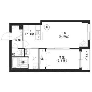 グランスター9(1LDK/2階)の間取り写真