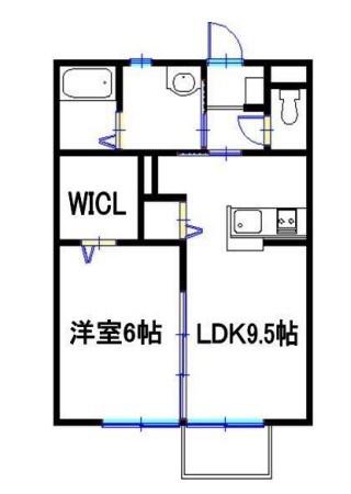 シャトレーI(1DK/1階)の間取り写真