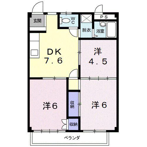 シティハイツ天の森(3DK/2階)の間取り写真