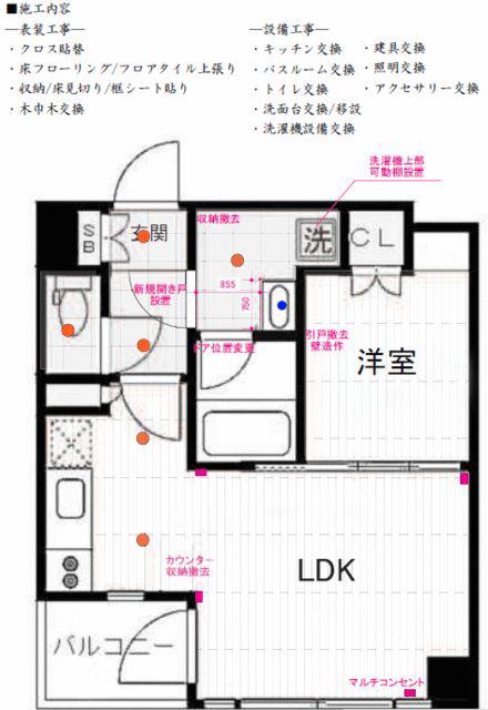 ドゥーエ五反田(1LDK/7階)の間取り写真