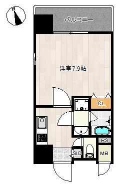 レクシア阪南町(1K/6階)の間取り写真