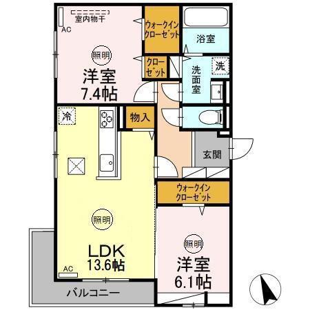 D-RESENA松山(2LDK/1階)の間取り写真